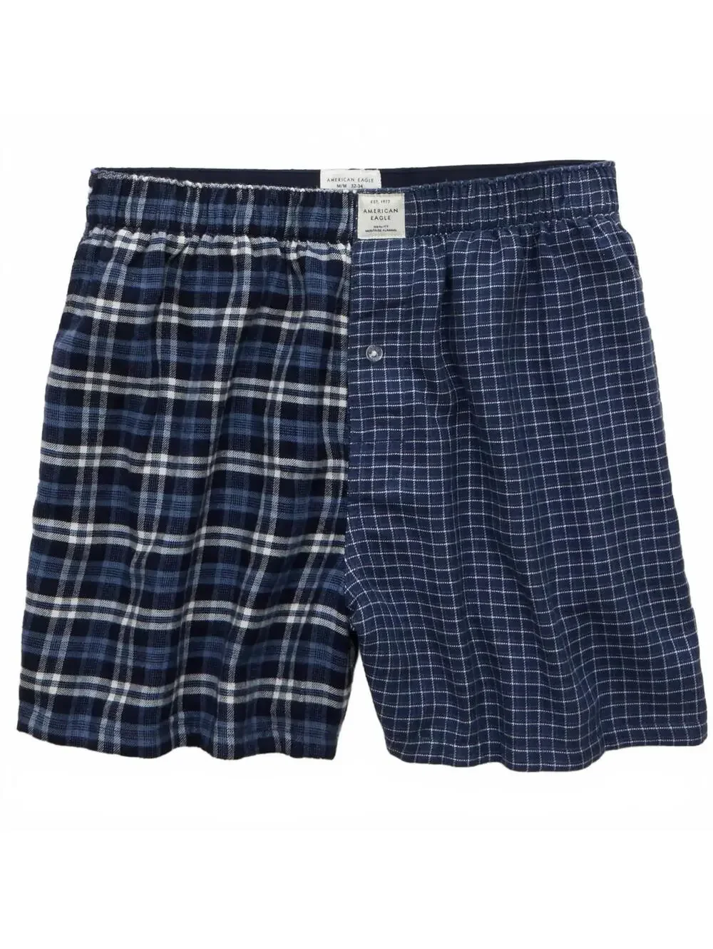 AEO Stretch Plaid Classic Boxer Short American Eagle NWT Navy Small